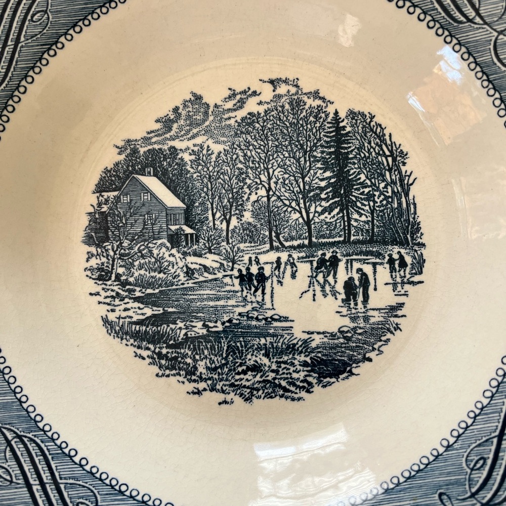 Classic Blue Transferware Decorative Bowl - Blue